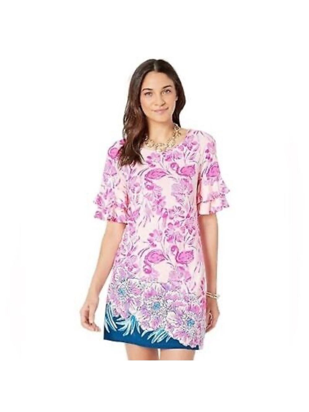 Lilly Pulitzer Lula coral Reef Flamingle Engineer Dress Small Tropical Hot Pink